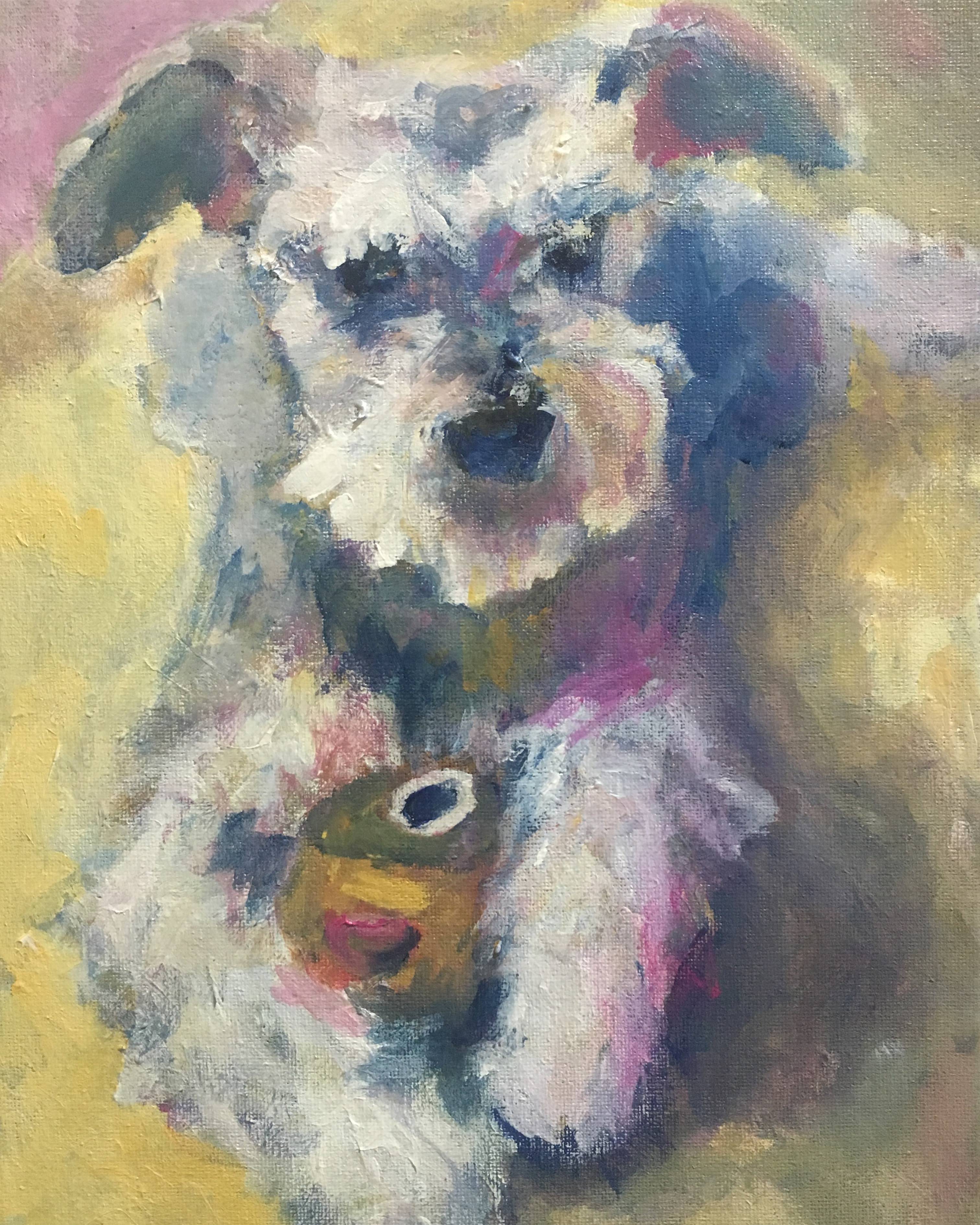 Mr. Wiggles, a schnauzer - painting